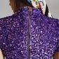 Cropped High Neck Top in Purple Sequin