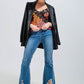 Cropped kickflare jeans in mid wash Szua Store