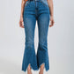 Cropped kickflare jeans in mid wash Szua Store