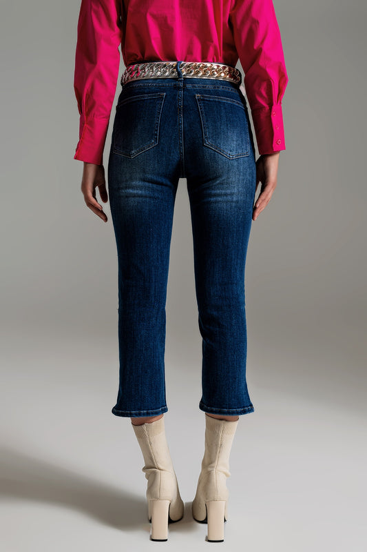 Cropped Skinny Jeans in a Dark Wash - Szua Store