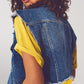 Cropped Studded Denim Vest in Blue - Szua Store