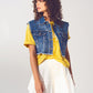 Cropped Studded Denim Vest in Blue - Szua Store