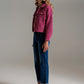 Cropped Tweed Jacket With Chest Pockets in Pink - Szua Store