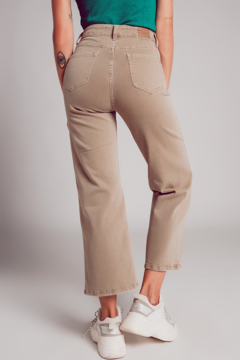 Cropped wide leg jeans in beige color Szua Store