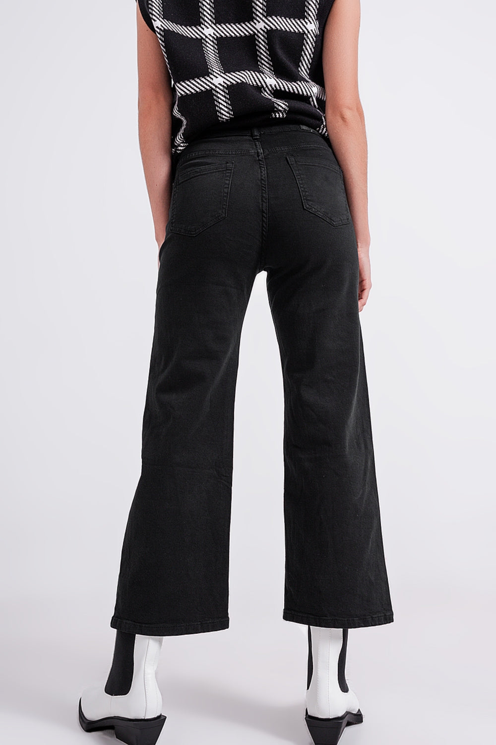 Cropped wide leg jeans in black Szua Store