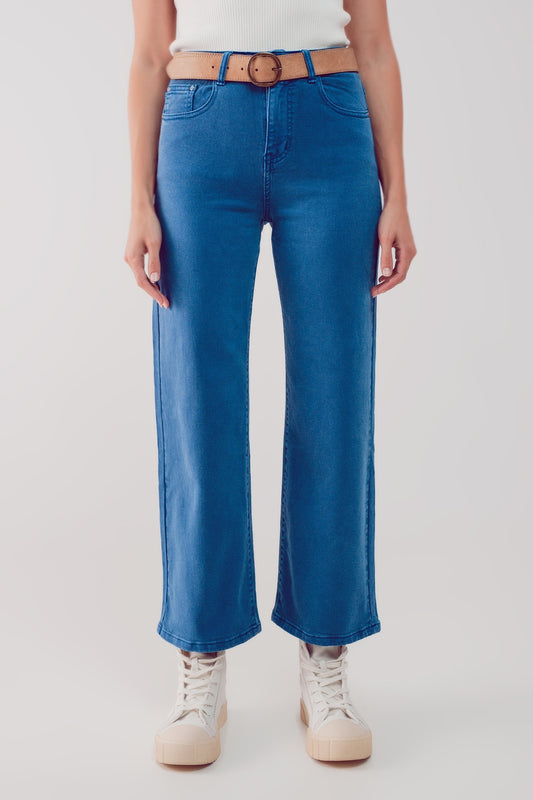 Cropped wide leg jeans in blue Szua Store