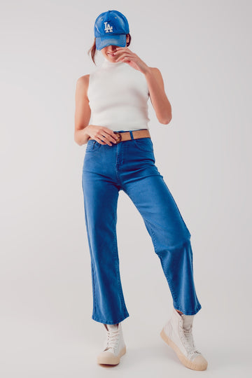 Cropped wide leg jeans in blue Szua Store