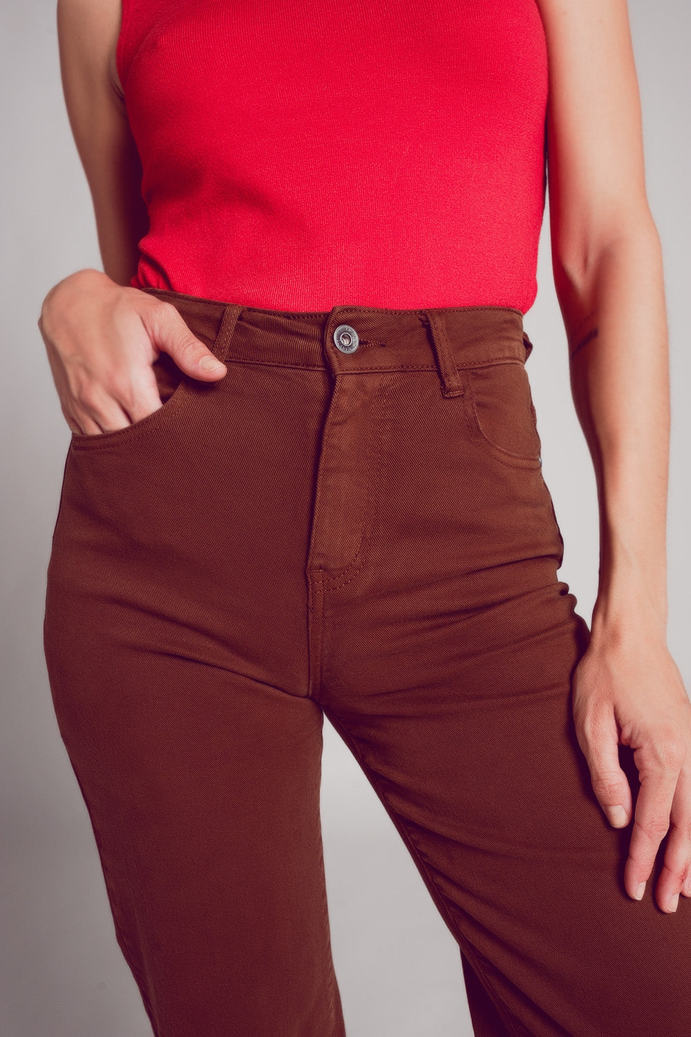 Cropped wide leg jeans in brown Szua Store