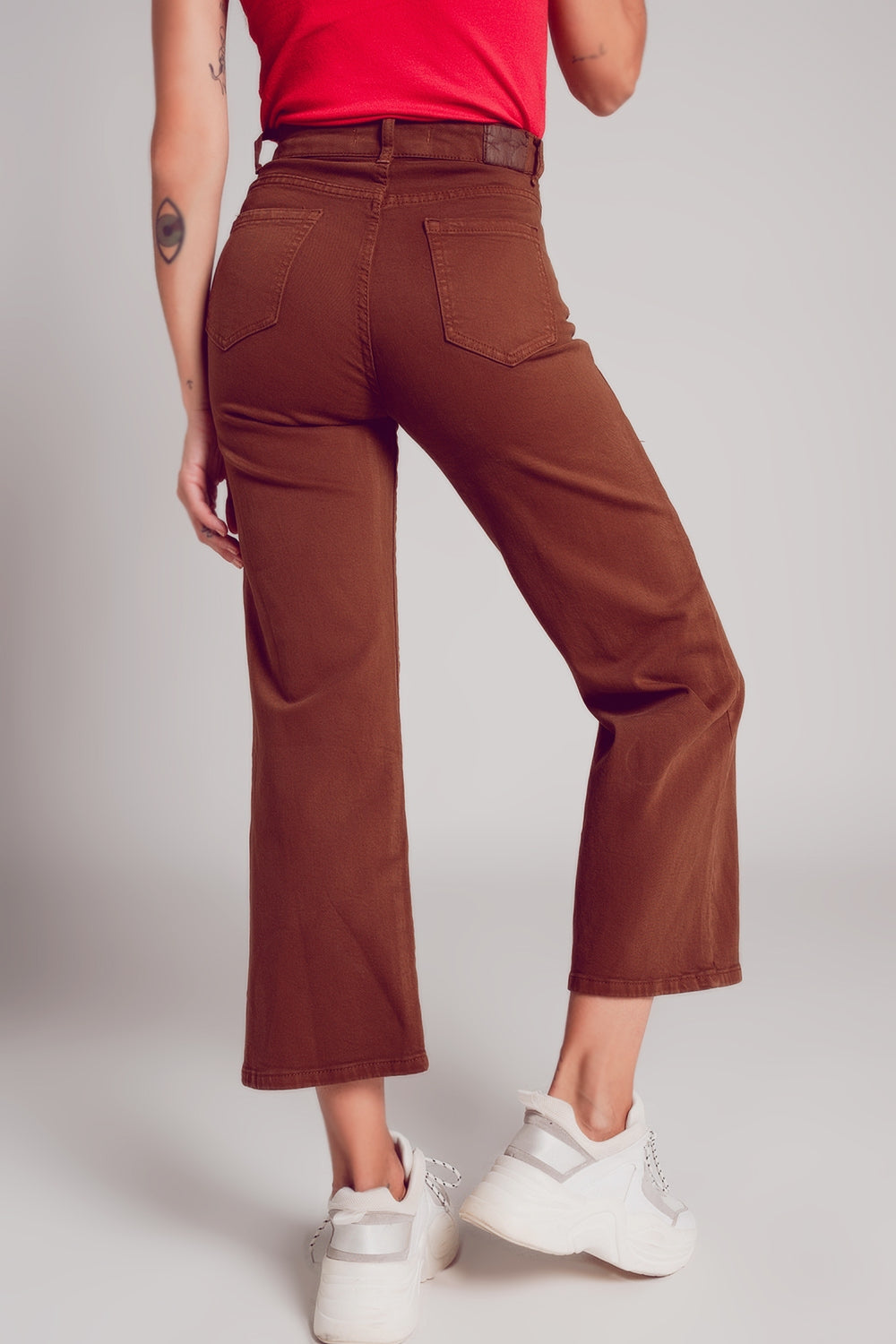 Cropped wide leg jeans in brown Szua Store