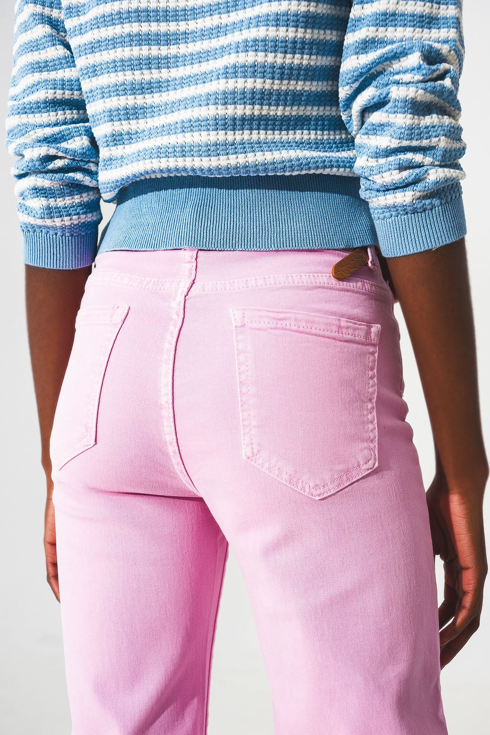 Cropped wide leg jeans in bubblegum pink - Szua Store