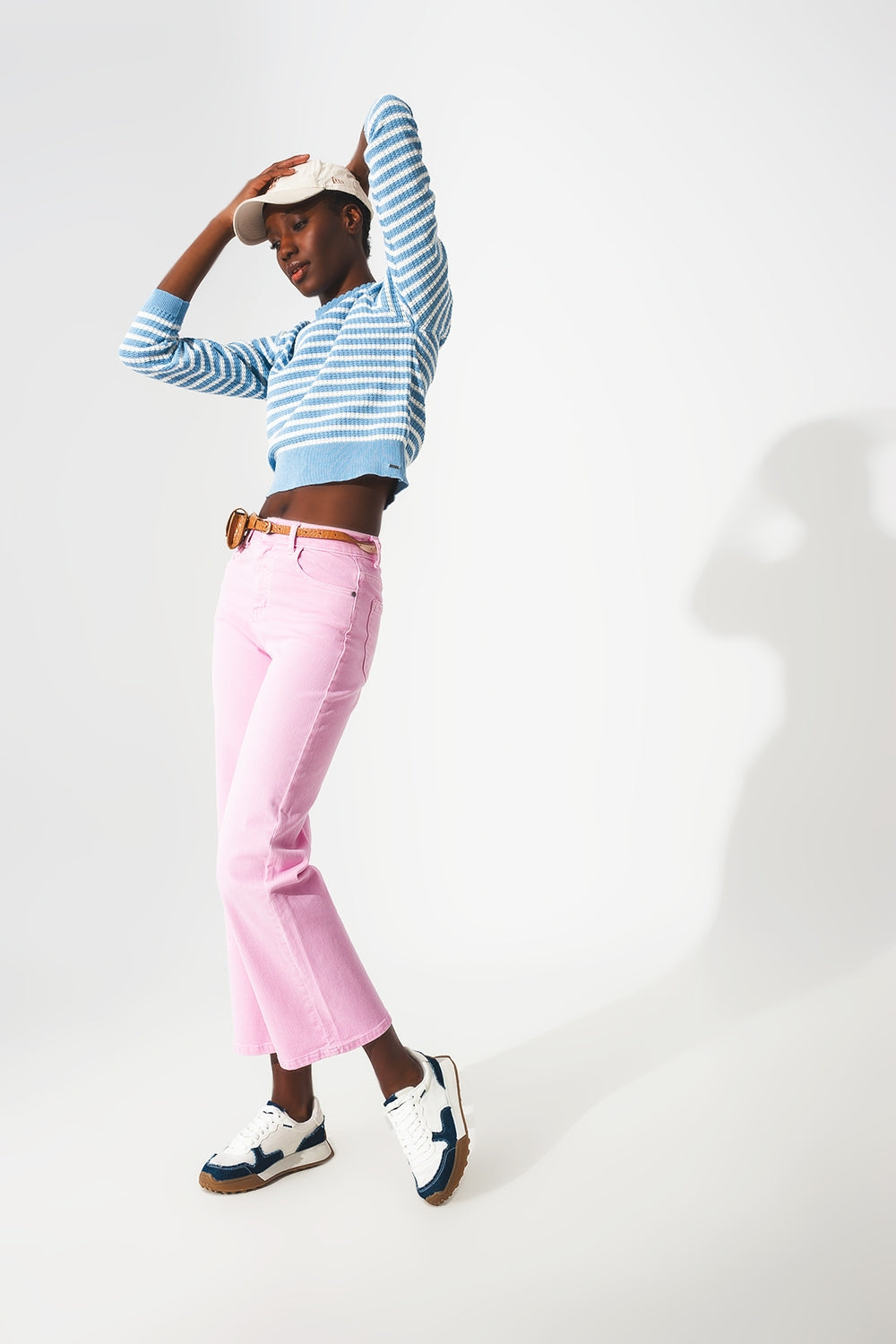Cropped wide leg jeans in bubblegum pink - Szua Store