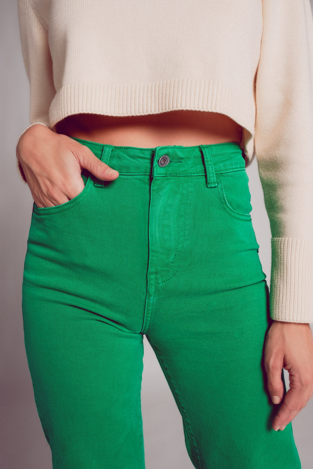 Cropped wide leg jeans in deep green Szua Store