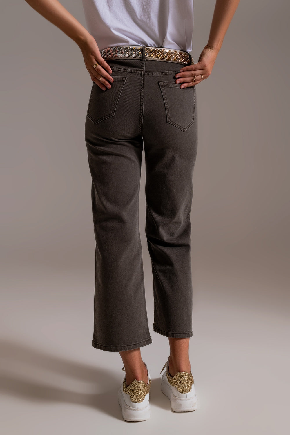 Cropped wide leg jeans in grey - Szua Store