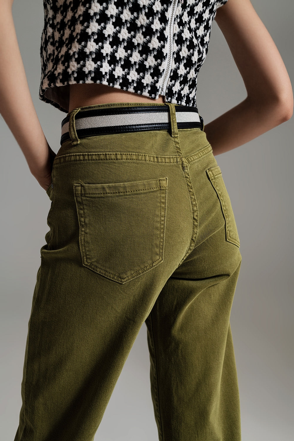 Cropped wide leg jeans in Olive green - Szua Store