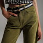 Cropped wide leg jeans in Olive green - Szua Store