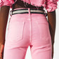 Cropped wide leg jeans in pink - Szua Store