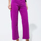 Q2 Cropped wide leg jeans in violet 3/4 length