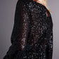 Cross over cropped and sheer top with sequins in black Szua Store