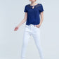 Crumpled white jeans with pockets Szua Store