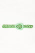 Q2 Crystal Embellished Belt in Green