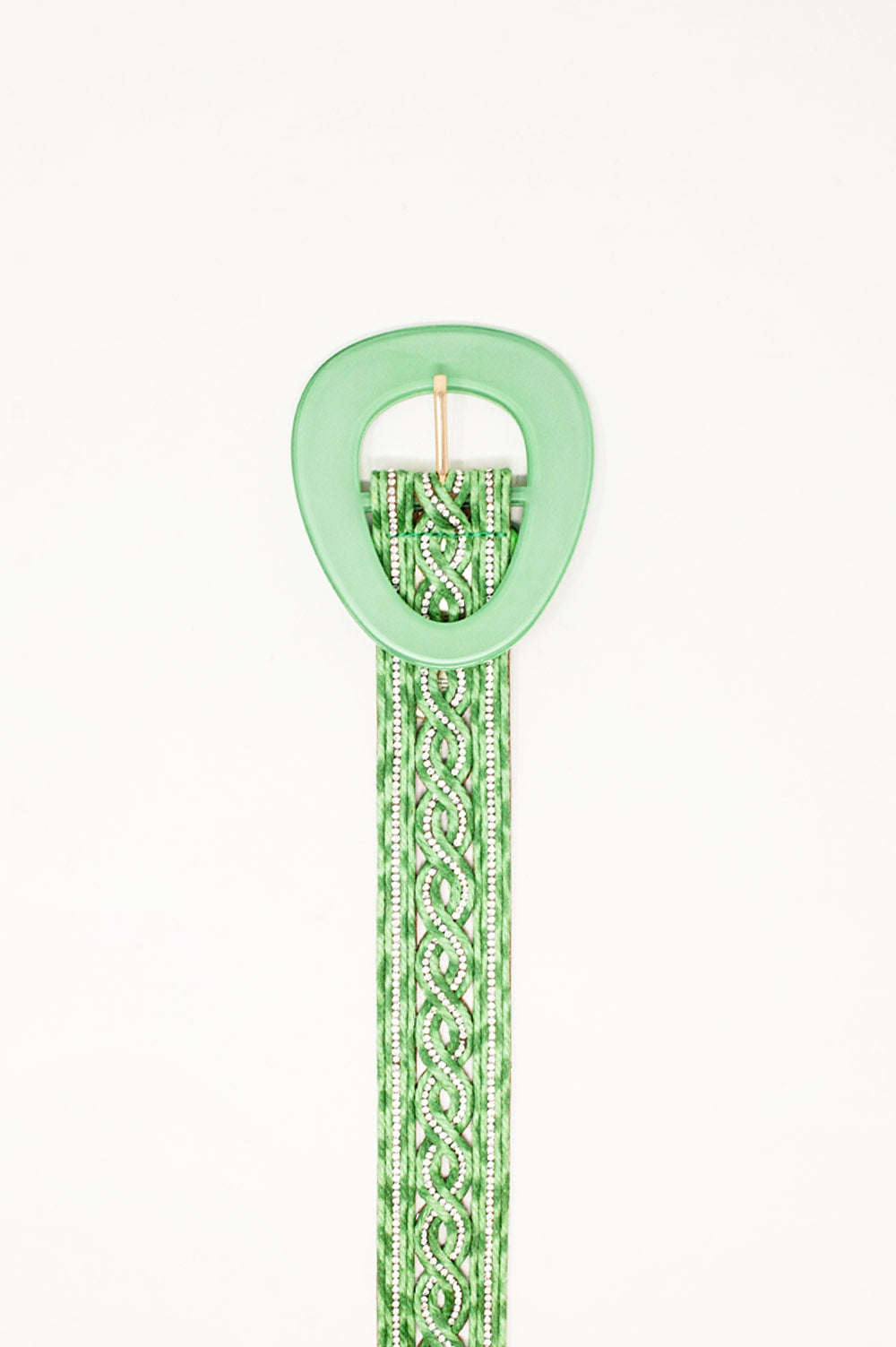 Crystal Embellished Belt in Green - Szua Store