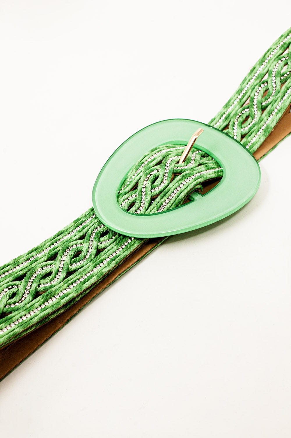 Crystal Embellished Belt in Green - Szua Store