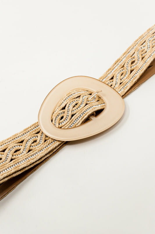 Crystal embellished Belt in tan - Szua Store