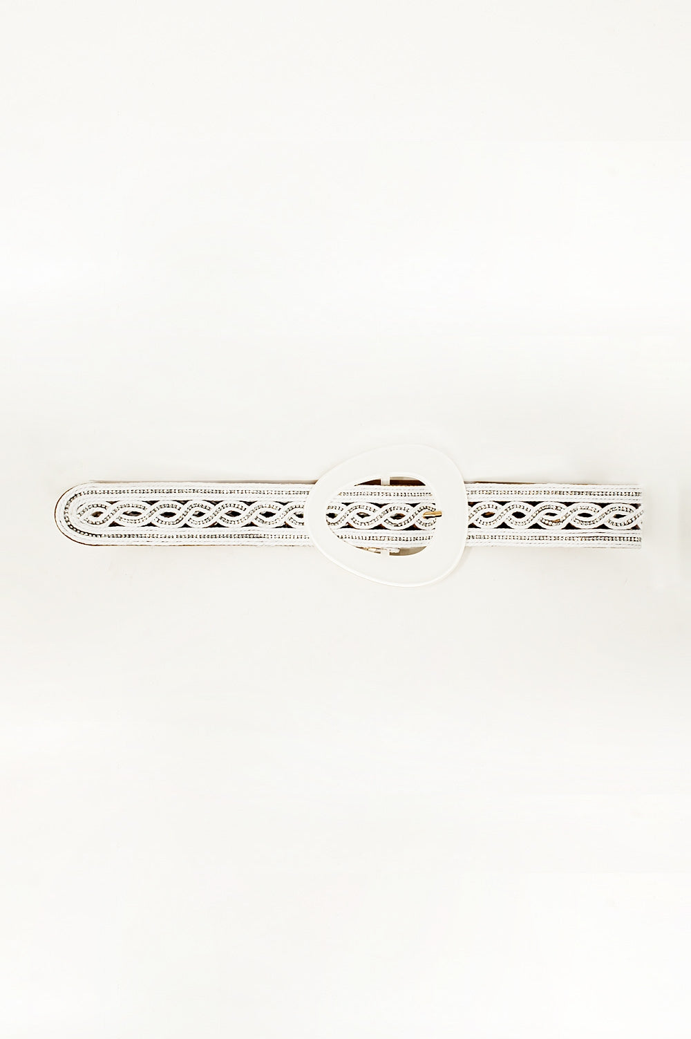 Q2 Crystal Embellished Belt in White