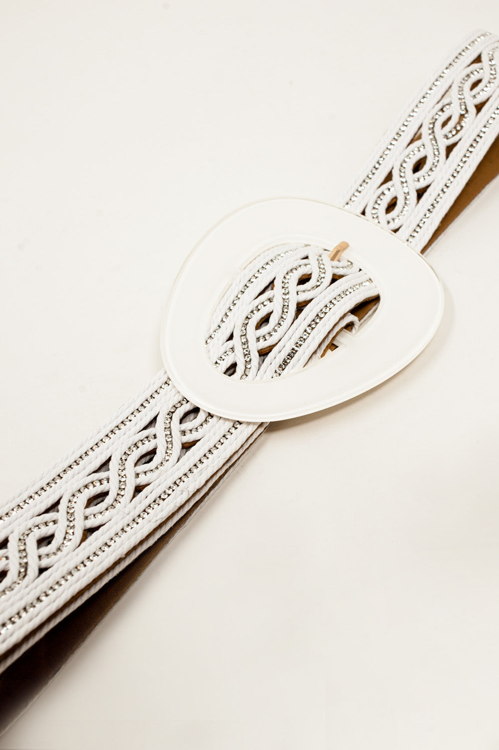 Crystal Embellished Belt in White - Szua Store