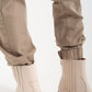 Cuffed utility pants with chain in beige Szua Store