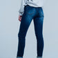 Dark Wash high waist Jeans with Rhinestone Details Szua Store