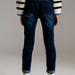 Dark wash skinny jeans with elastic elastan - Szua Store