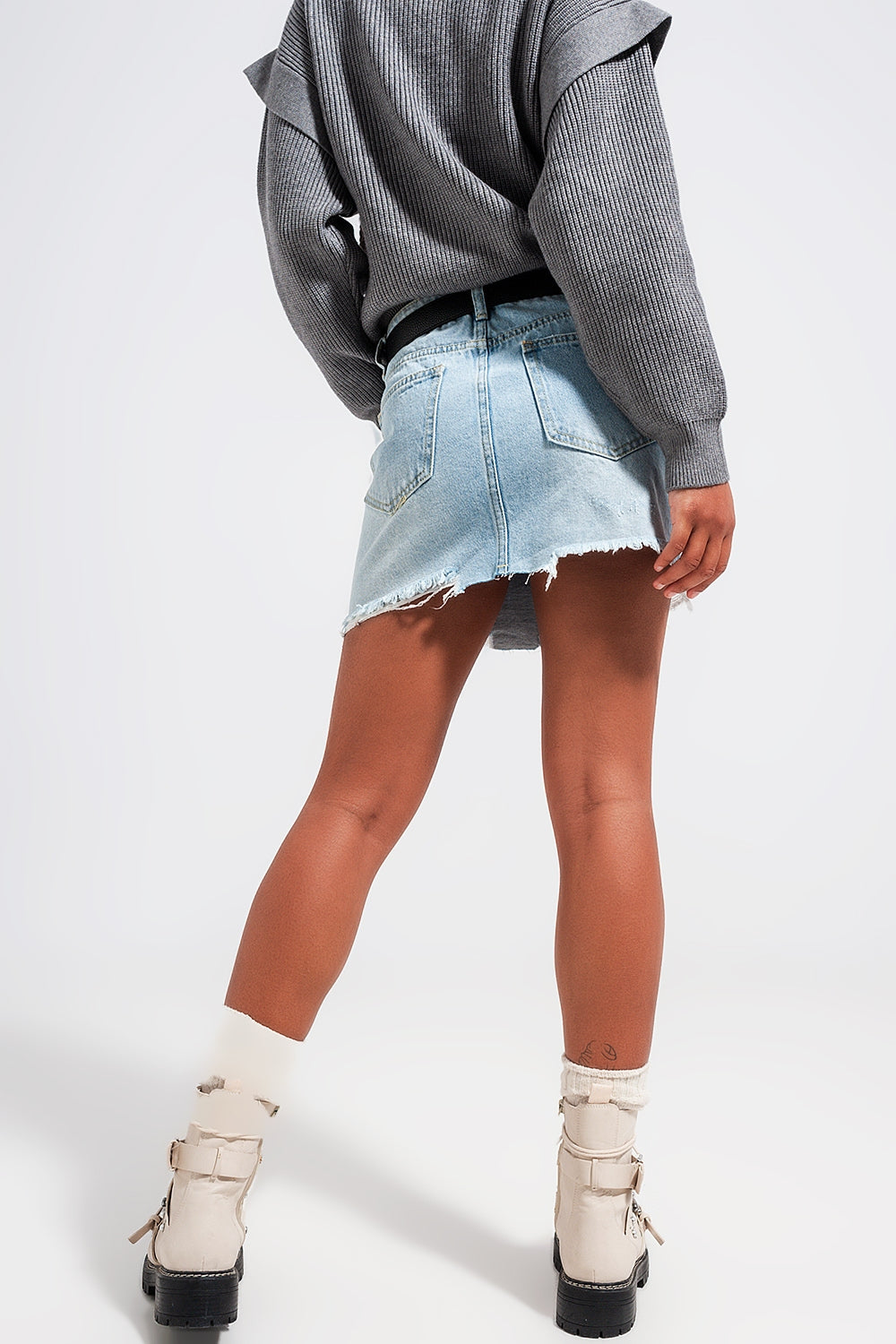 Denim button through mini skirt in light blue Szua Store