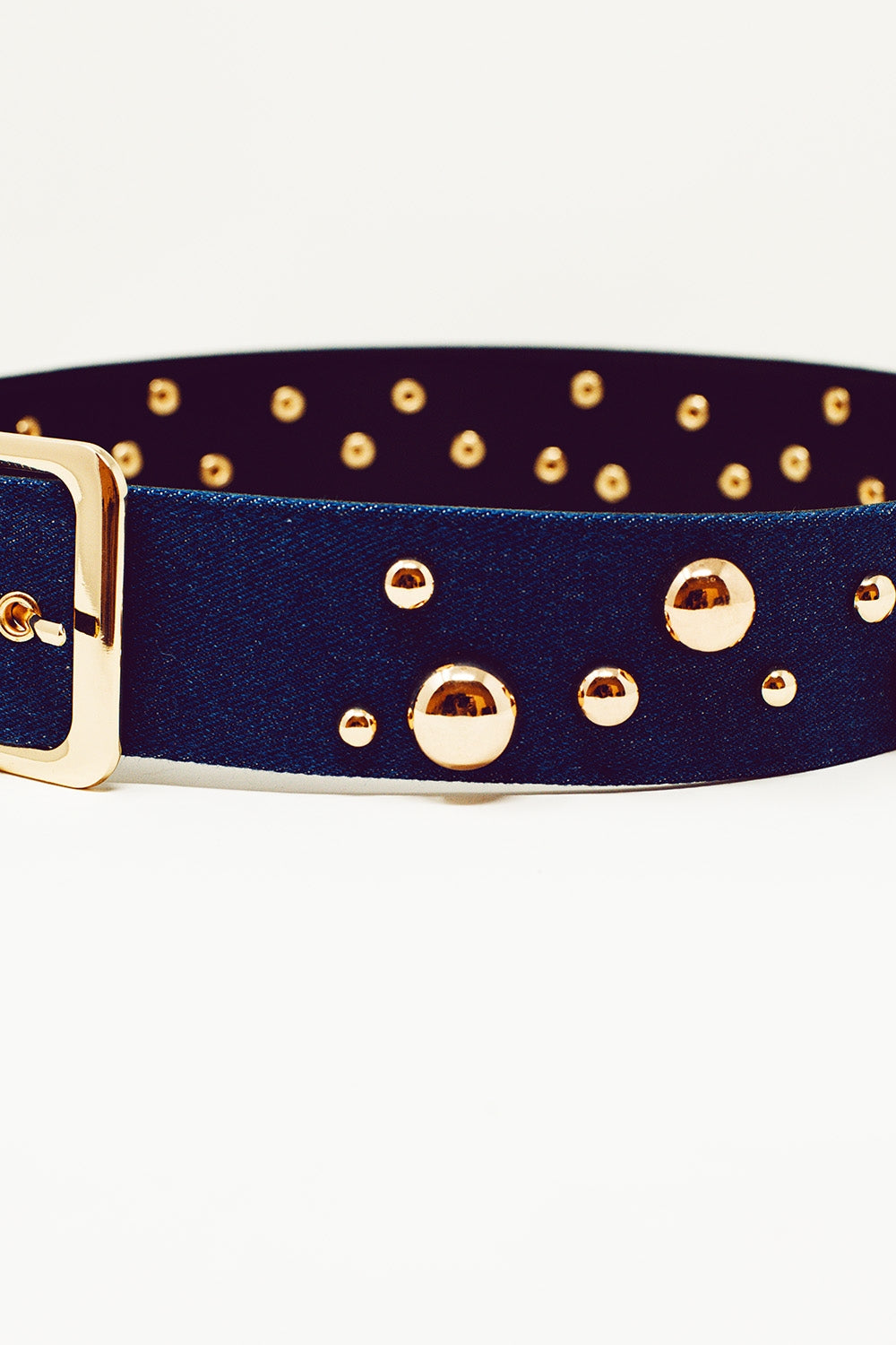 denim colored belt with metallic bubble applications - Szua Store