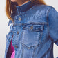 Denim jacket in light blue wash with sequin detail - Szua Store