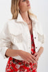 Denim jacket with diamante fringing in white Szua Store