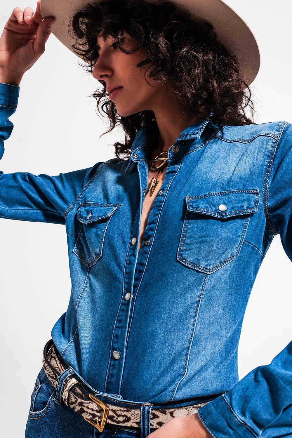 Denim shirt in mid wash blue Szua Store