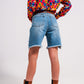 Denim shorts with distressing in light blue Szua Store