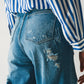 destroyed boyfriend jeans in blue - Szua Store