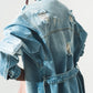 Distressed denim jacket with Belt in light wash - Szua Store