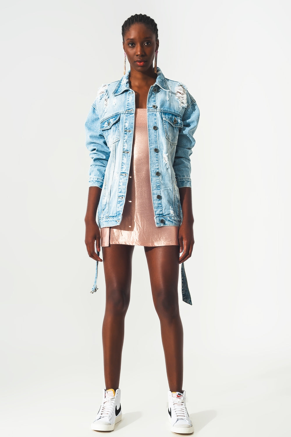 Distressed Classic Denim Jacket Med Denim - Southern Fashion Boutique Bliss