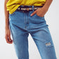 Distressed Regular Jeans in Light Blue Wash - Szua Store