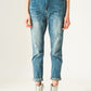 Q2 Distressed straight leg jean in light blue