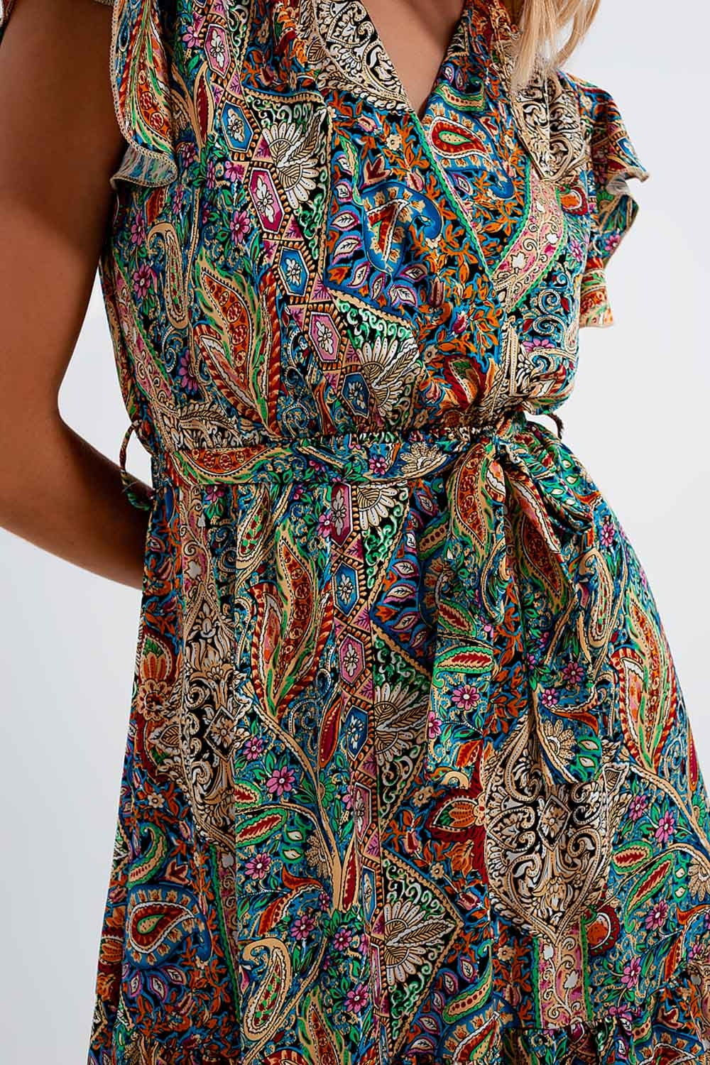 Dressed ruffle hem midaxi dress in paisley print in green Szua Store