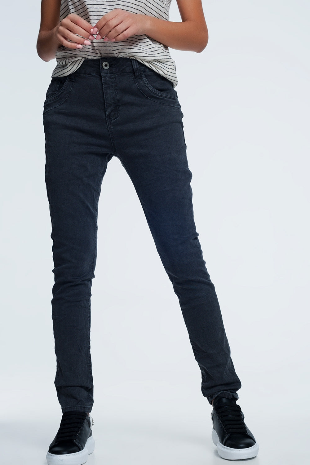 Drop crotch skinny jean in grey