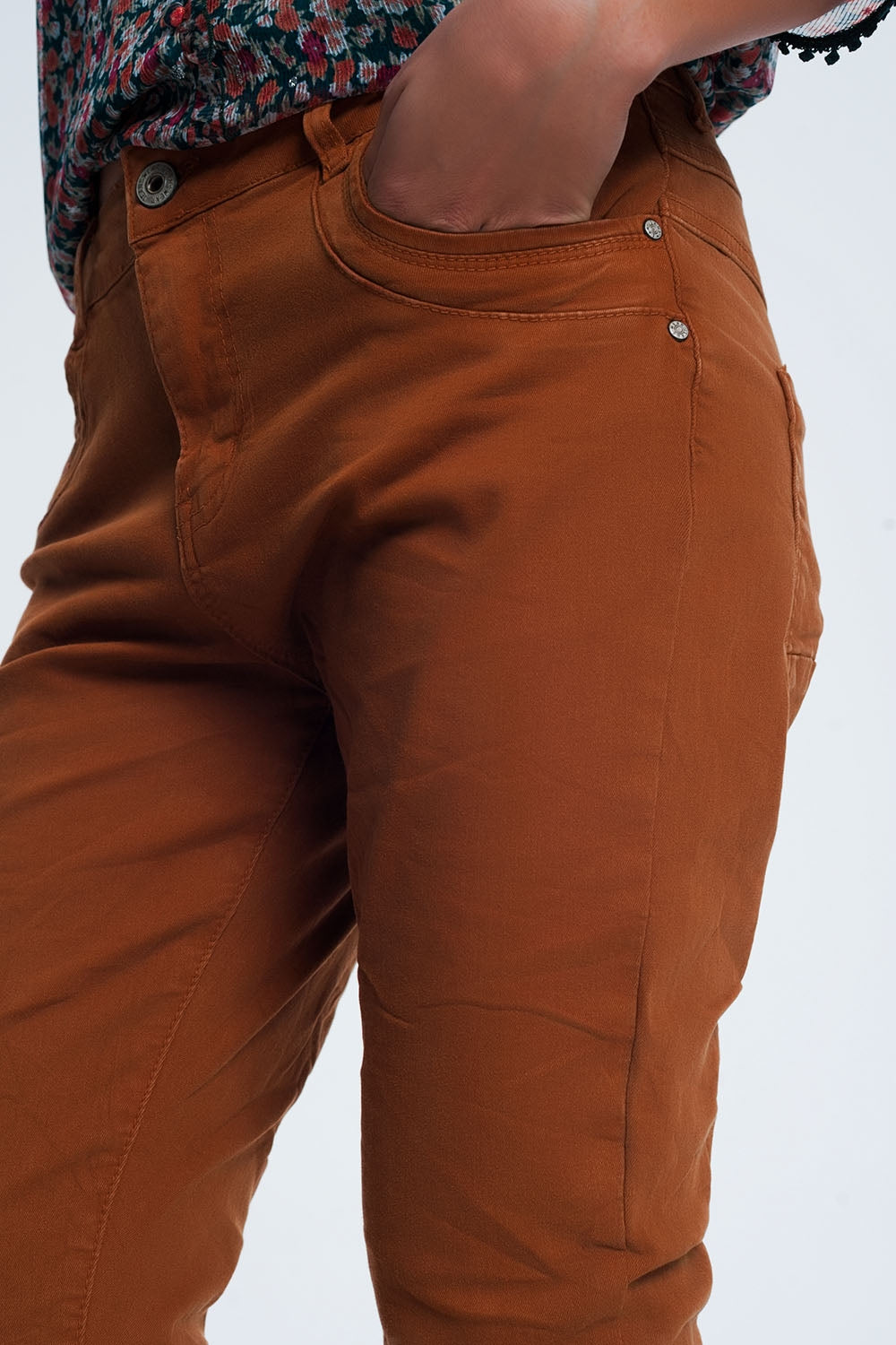 Drop crotch skinny jean in Orange Szua Store