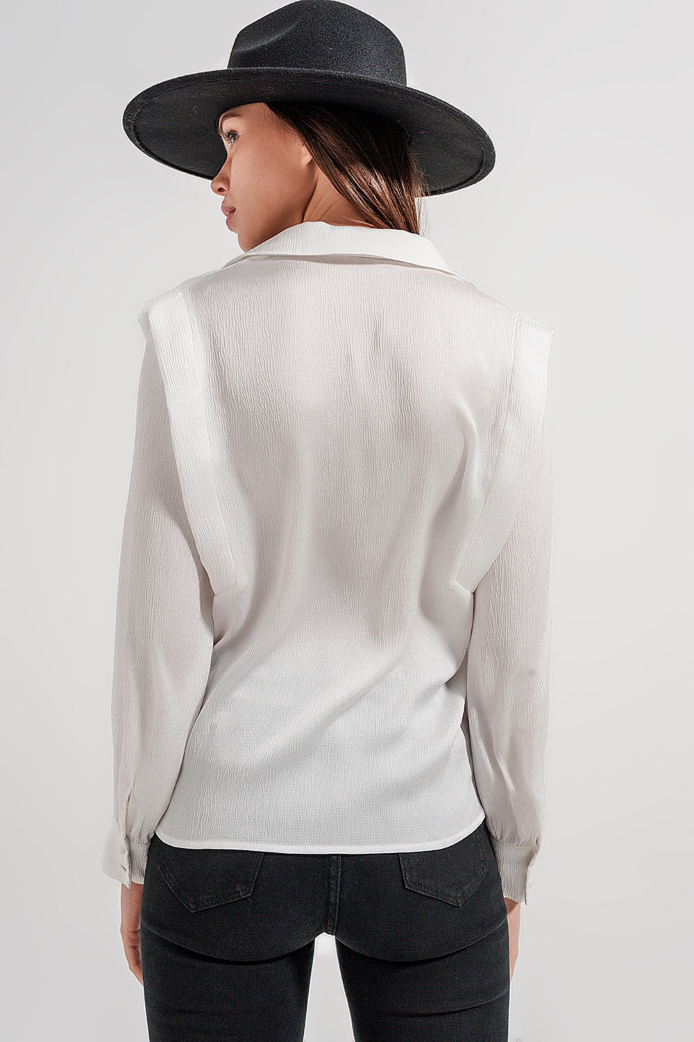 Ecru blouse with ruffle details Szua Store