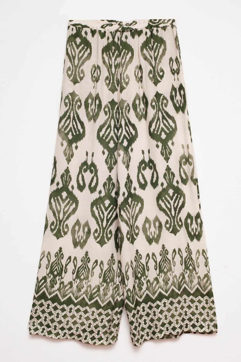 Elastic waist pants in geo print in green Szua Store