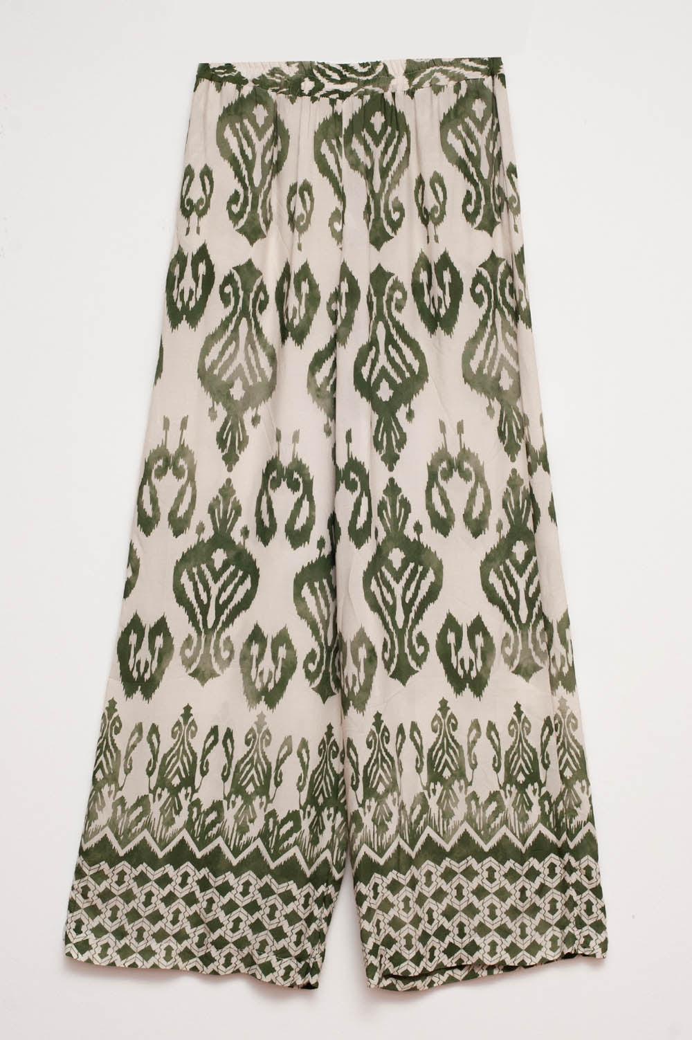 Elastic waist pants in geo print in green Szua Store