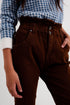 Elasticated paper bag waist mom jean in brown Szua Store